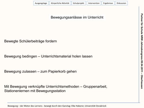 Bewegung – der Motor des Lernens - Stiftung Partner für Schule NRW