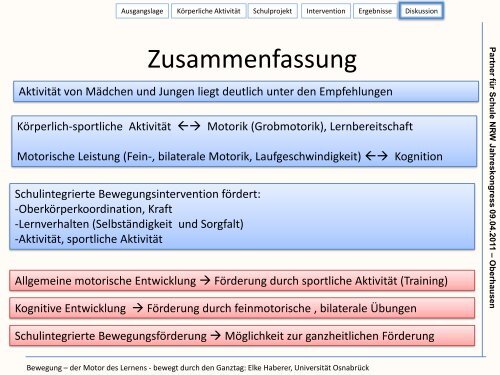 Bewegung – der Motor des Lernens - Stiftung Partner für Schule NRW