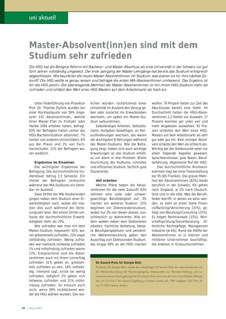 Das Alumni-Magazin der Universität St.Gallen 2/2007 - HSG Alumni ...