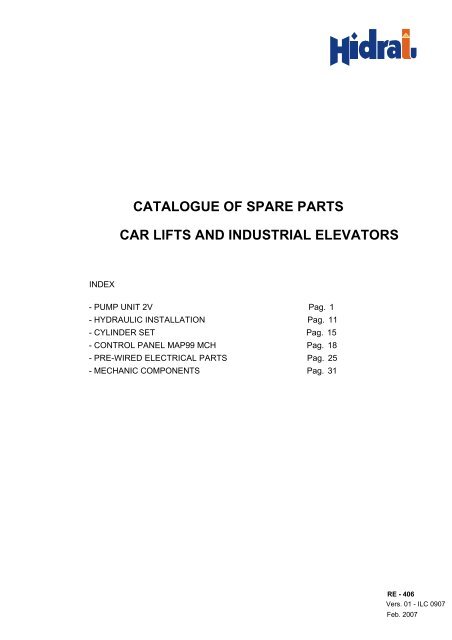 CATALOGUE OF SPARE PARTS