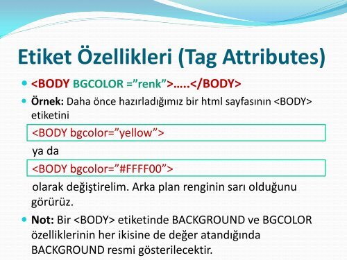 HTML'e Giriş