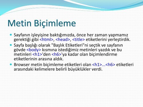 HTML'e Giriş