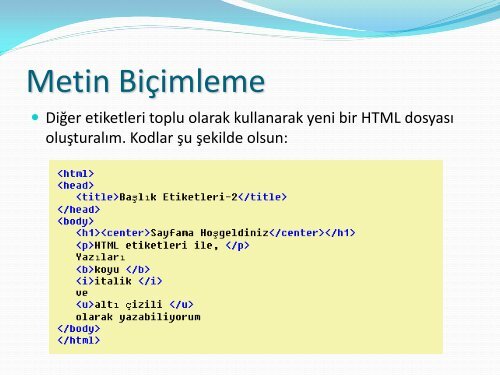 HTML'e Giriş