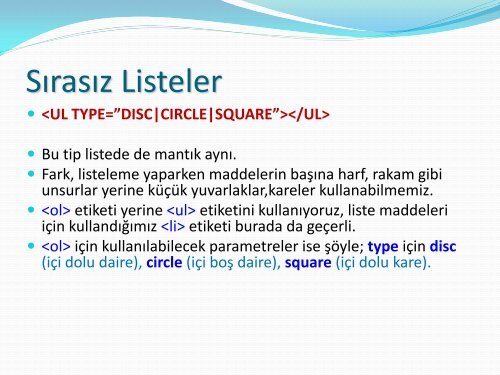 HTML'e Giriş