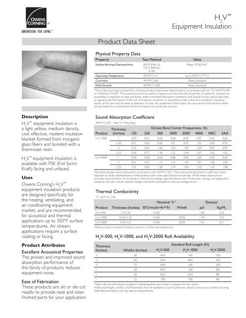 H2V Equipment Insulation - Product Data - BuildSite.com