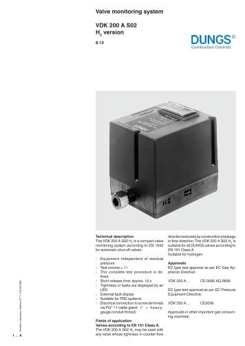 Valve monitoring system VDK 200 A S02 H2 version - Dungs