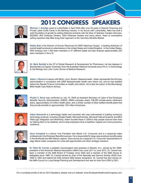 2012 sPonsor Profiles - Employer Healthcare & Benefits Congress