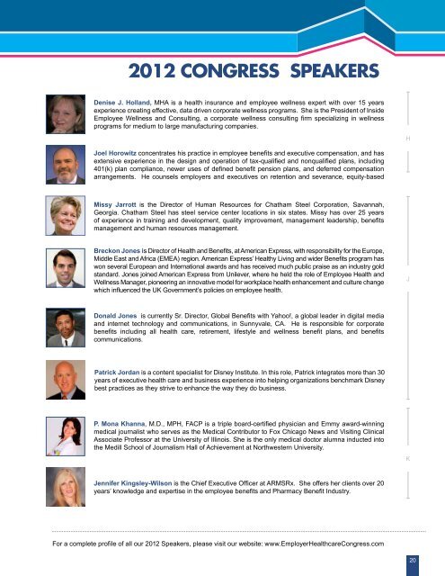 2012 sPonsor Profiles - Employer Healthcare & Benefits Congress