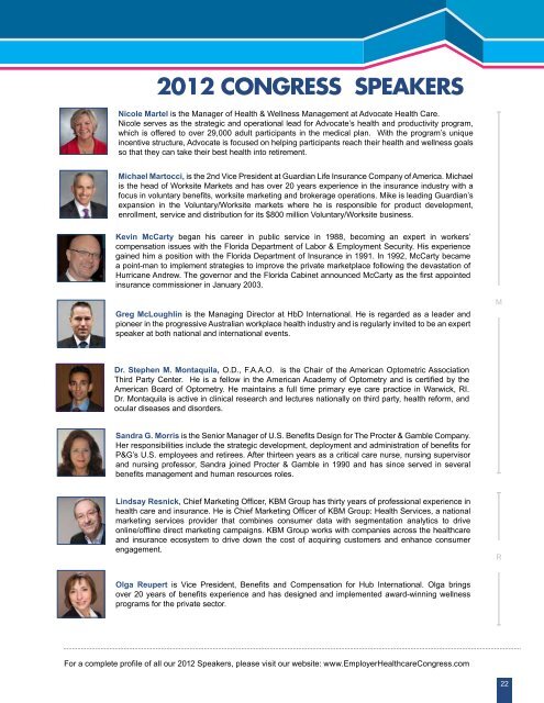 2012 sPonsor Profiles - Employer Healthcare & Benefits Congress