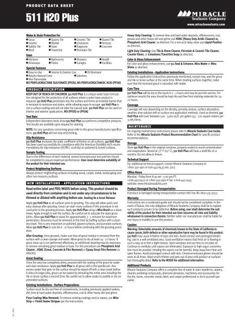 Miracle Sealants Product Recommendation Chart