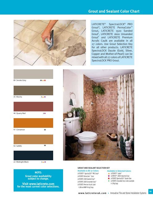 Laticrete Spectralock Pro Grout Color Chart