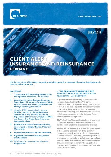 CLIENT ALERT INSURANCE AND REINSURANCE - DLA Piper