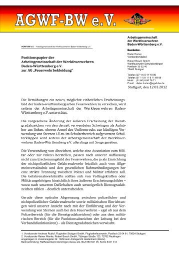 Positionspapier der Arbeitsgemeinschaft der Werkfeuerwehren ...