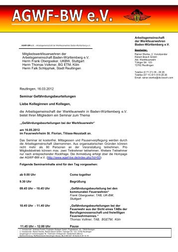 Reutlingen, 16.03.2012 Seminar Gefährdungsbeurteilungen Liebe ...