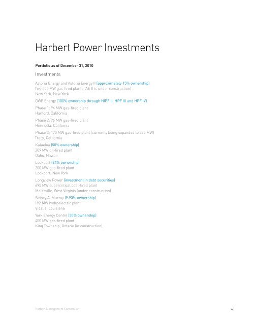 2010 Annual Report - Harbert Management Corporation
