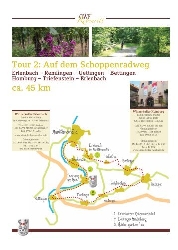 Tour 2: Auf dem Schoppenradweg ca. 45 km - GWF-Frankenwein