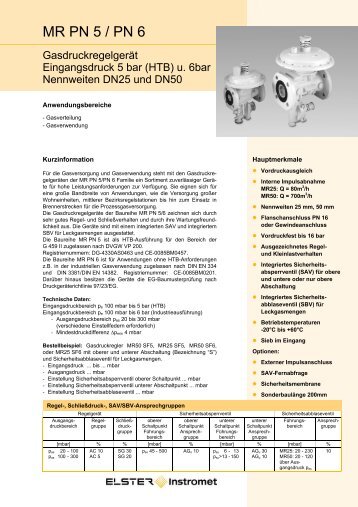 Datenblatt MR PN 6 DE01, 03.03.2006 - Elster-Instromet