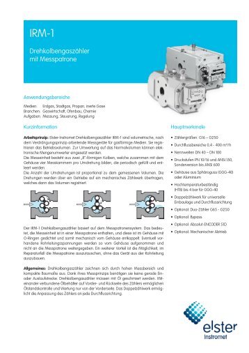 IRM-1 DE02 Datenblatt, 28.06.2007 - Elster-Instromet