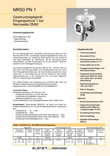 Datenblatt MR50 PN 1 DE01, A20060313 ... - Elster-Instromet