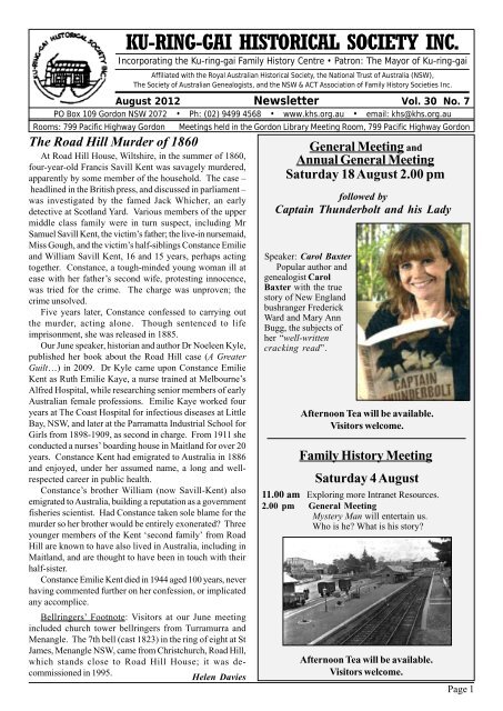 2009 Apr Newsletter - Ku-ring-gai Historical Society