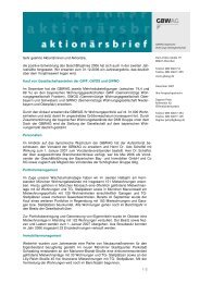 Aktionärsbrief Dezember 2006 Reinschrift - GBW Gruppe