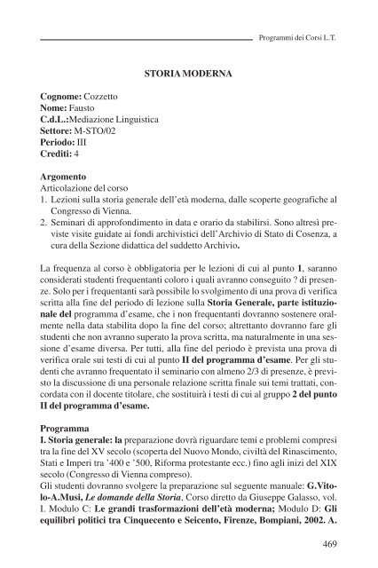 Guida dello Studente 2005-2006 - CSDIM - Università della Calabria