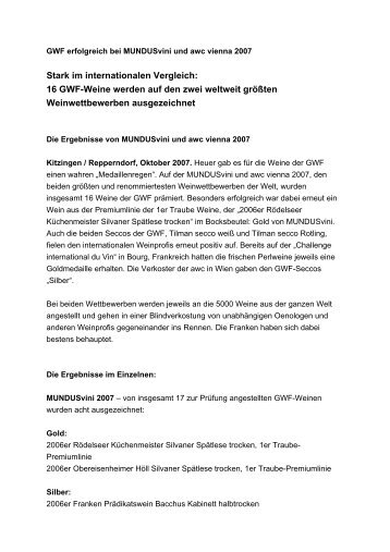 kurzfristige ToDo´s - GWF-Frankenwein