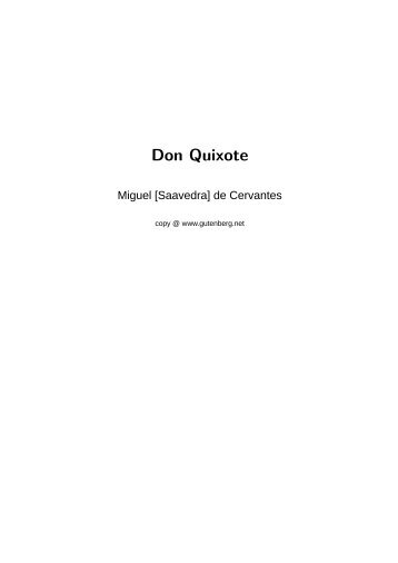 Gutenberg Project: - Don Quixote