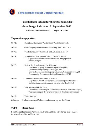 SEB GBS Protokoll 18.09.2012 - Gutenbergschule Wiesbaden