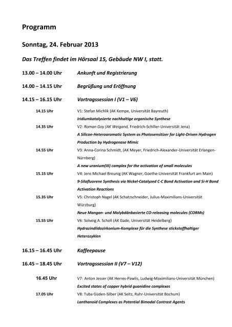 Programm - AK Weber - Universität Bayreuth