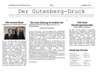 Der Gutenberg -Druck - Gutenbergschule Wiesbaden