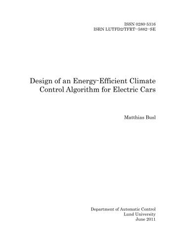 Design of an Automatic Control Algorithm for Energy-Efficient ...