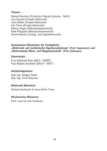 Kurzbericht 2007 Electronics und Medical Signal Processing