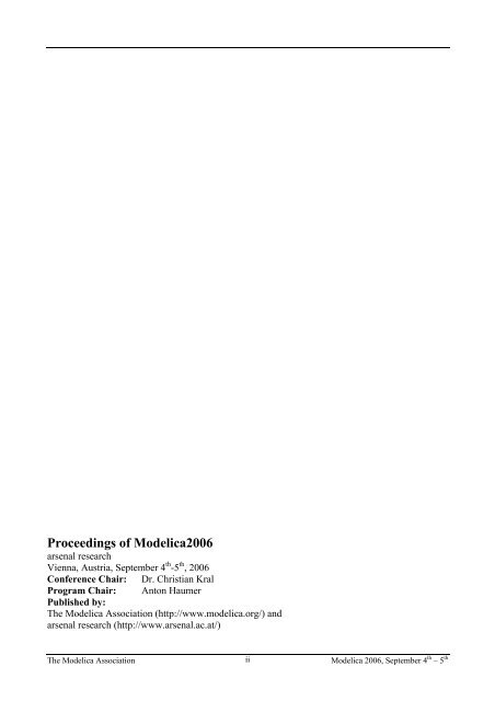 Proceedings of the 5th International Modelica Conference Volume 2