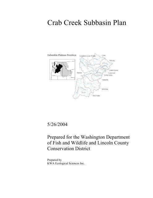 Crab Creek Subbasin Plan - Northwest Power and Conservation