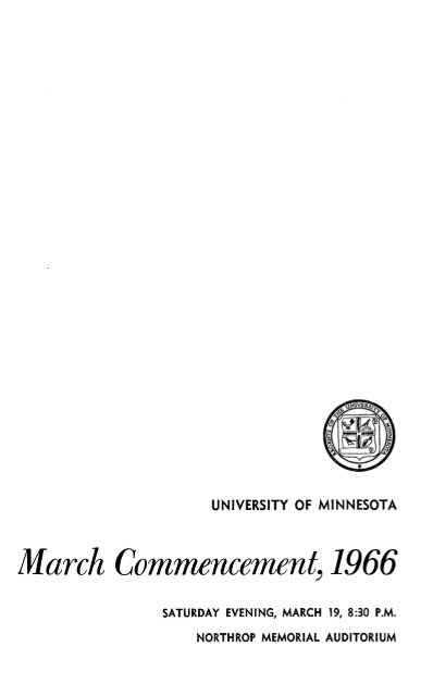 March Commencement, 1966 - University Digital Conservancy ...