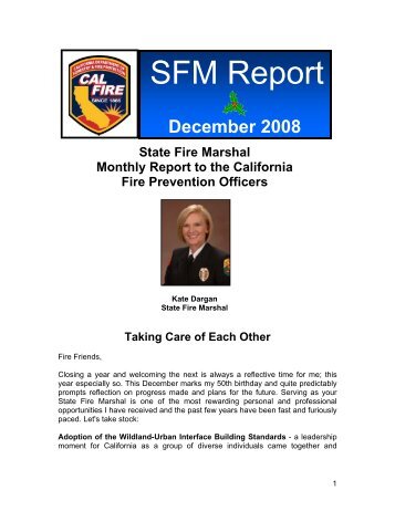 SFM Report, December 2008 - Office of the State Fire Marshal