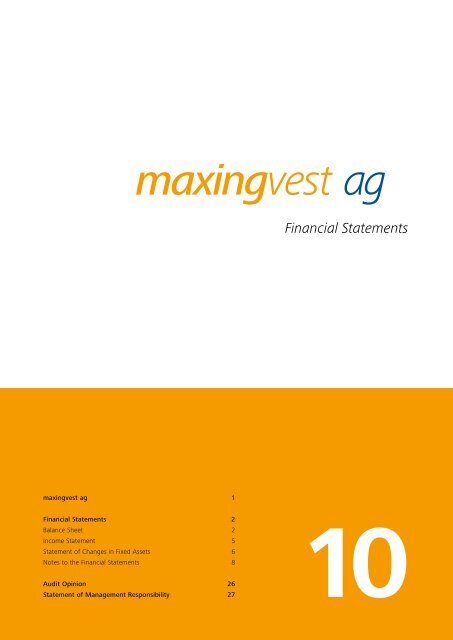 2010 Annual Financial Statements - Maxingvest AG