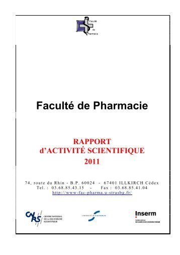 Rapport d'activité scientifique 2011 - Faculté de Pharmacie ...