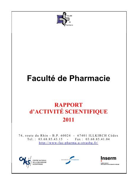 Rapport d'activité scientifique 2011 - Faculté de Pharmacie ...
