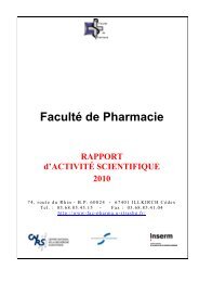 Rapport d'activité scientifique 2010 (1 Mo) - Faculté de Pharmacie ...
