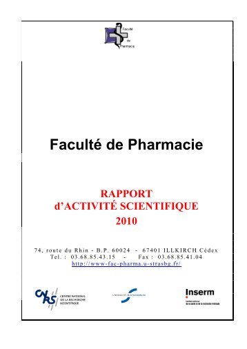 Rapport d'activité scientifique 2010 (1 Mo) - Faculté de Pharmacie ...