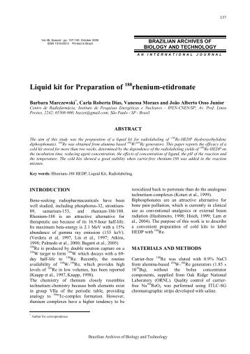 Liquid kit for Preparation of rhenium-etidronate - Ipen