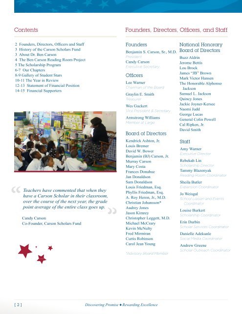 CSF Annual Report 2010 - Carson Scholars Fund