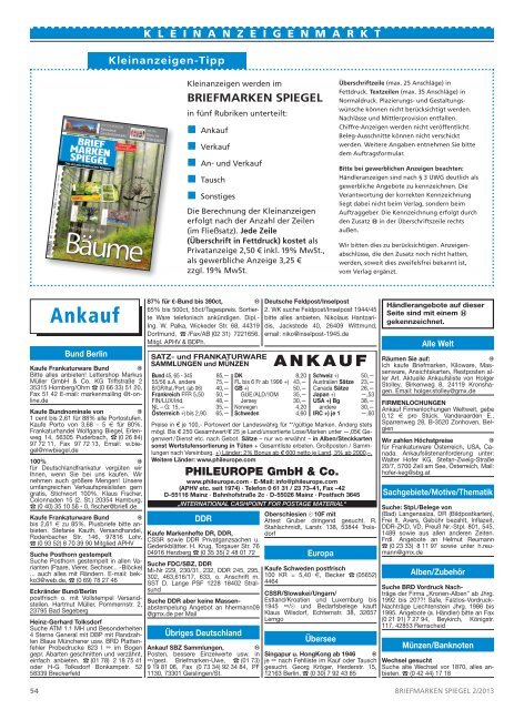 Ankauf Briefmarken Spiegel