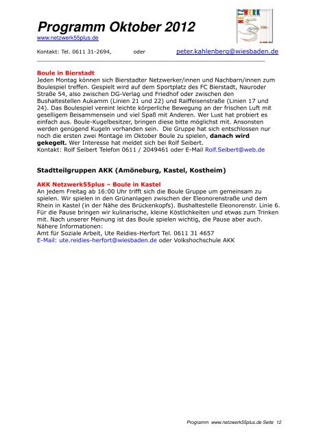 Programm Oktober 2012 - 55plus