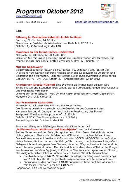 Programm Oktober 2012 - 55plus