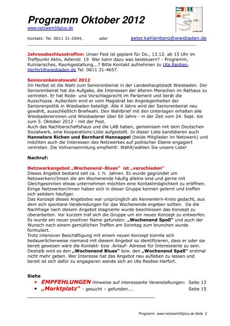 Programm Oktober 2012 - 55plus