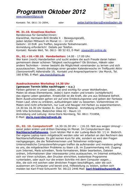 Programm Oktober 2012 - 55plus