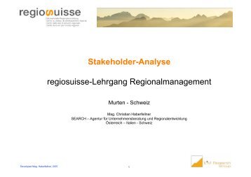 Stakeholder Analyse - Regiosuisse